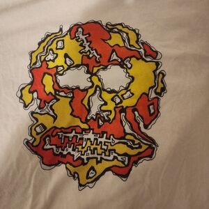 Graphic Skull Tee with Red and Yellow Design